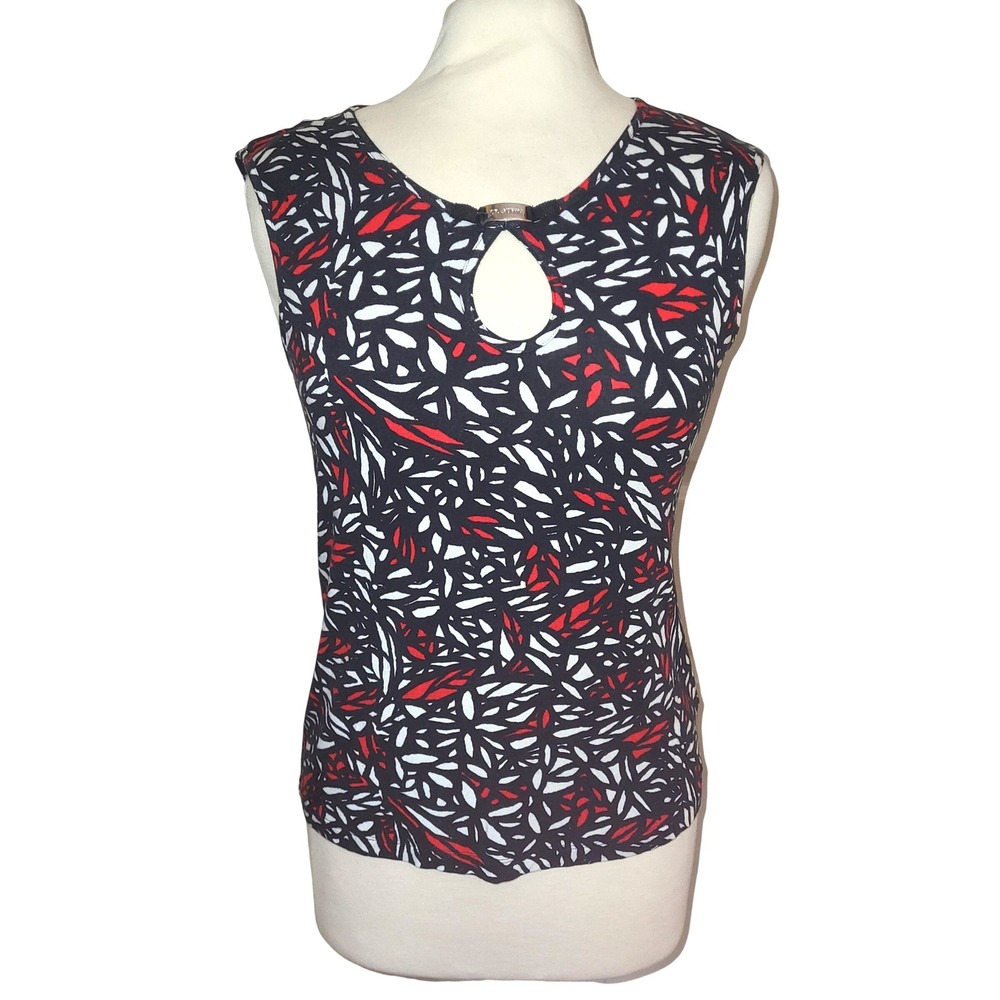 St. John Sport VTG Red Black White Keyhole Jersey Designer Stretch Tank Top P S
